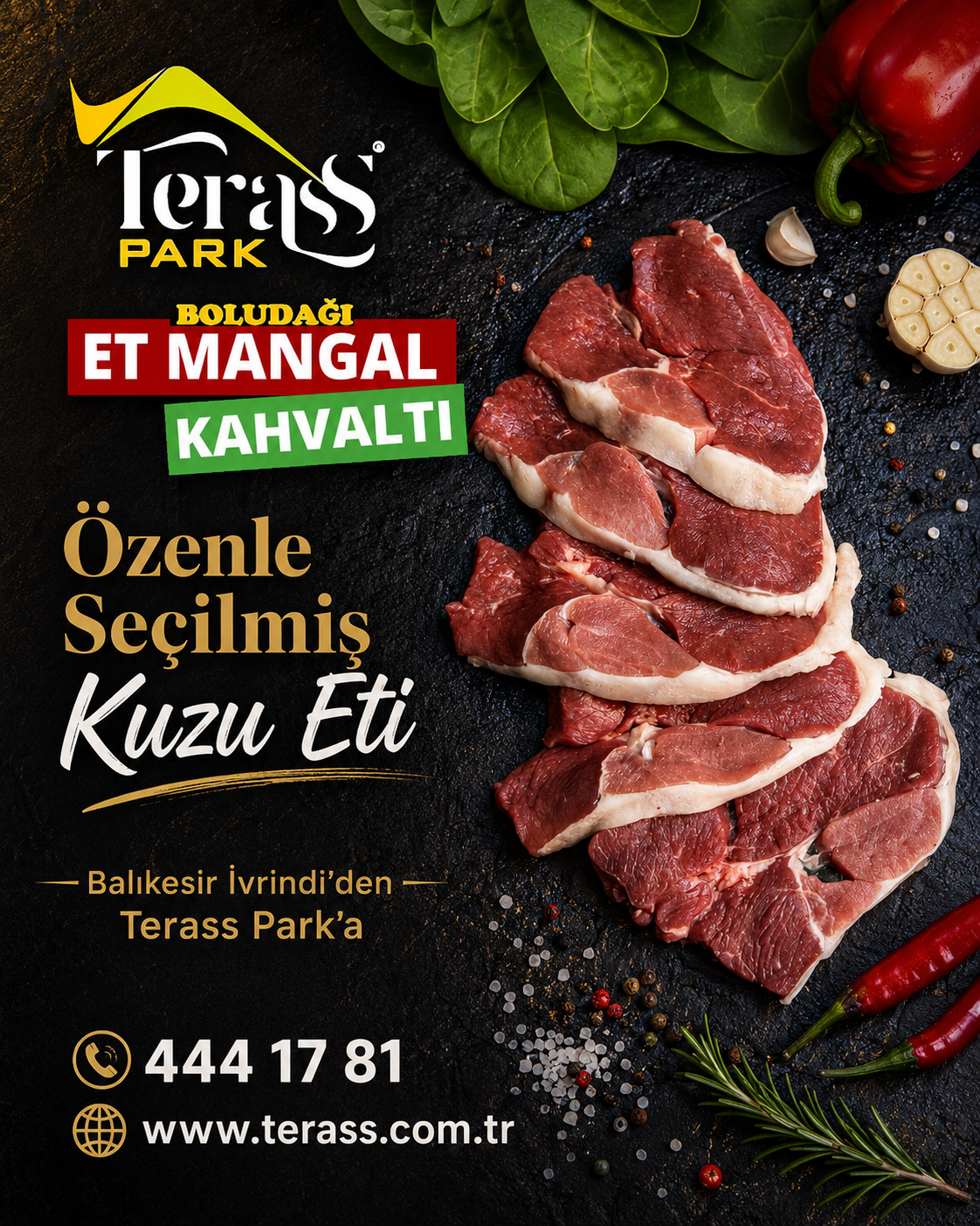 Terass Park Bolu Dağı özenle seçilmiş Balıkesir İvrindi kuzu eti