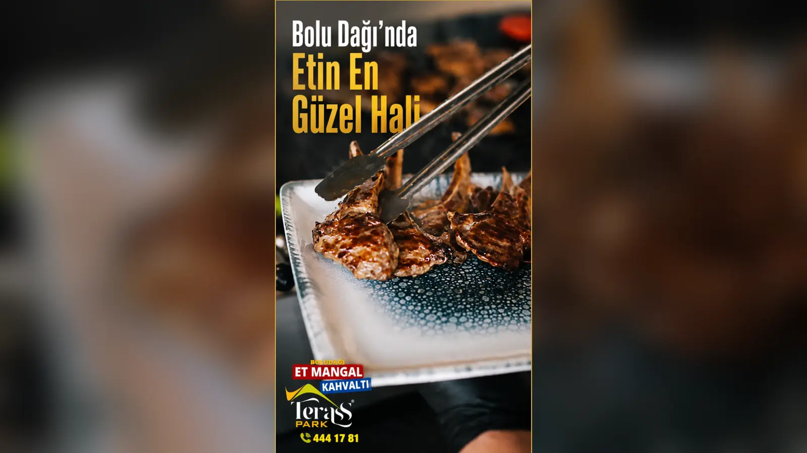 Terass Park Bolu Dağı'nda mangalda pişmiş kuzu pirzola servisi
