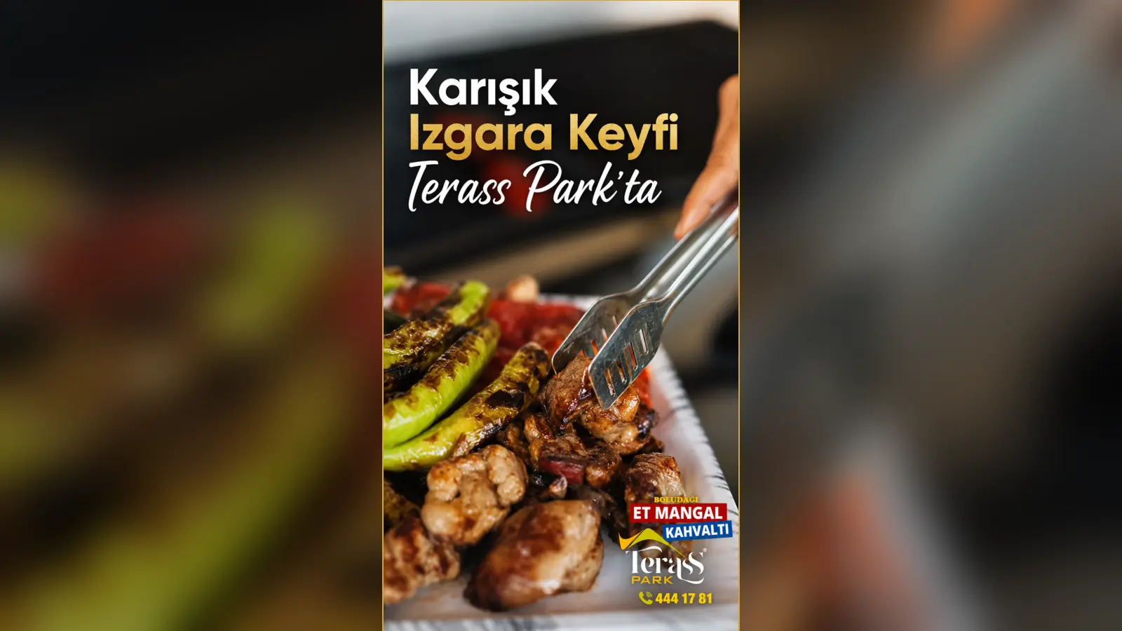 Terass Park karışık ızgara tabağında et ve közlenmiş biberler
